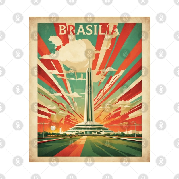 Brasilia Brazil Vintage Tourism Travel Poster by TravelersGems