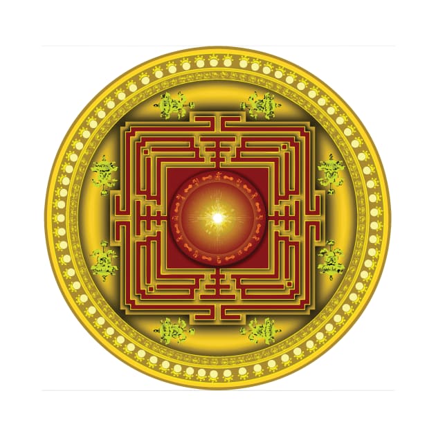 Yellow and Red Mandala Abstract Art by BruceALMIGHTY Baker