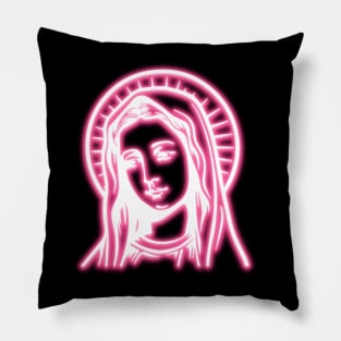 Pink Neon Virgin Mary Pillow