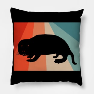 Vintage naked mole rat retro design rodent animal Pillow