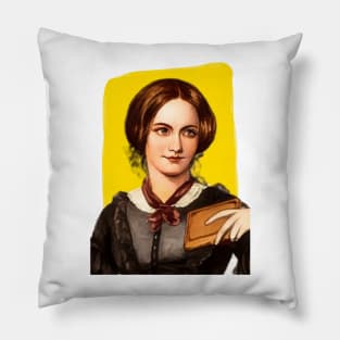 English Novelist Charlotte Bronte illustration Pillow