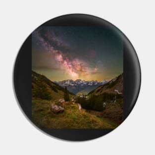 Amazing landscape of Switzerland and colourful Milky Way Pin