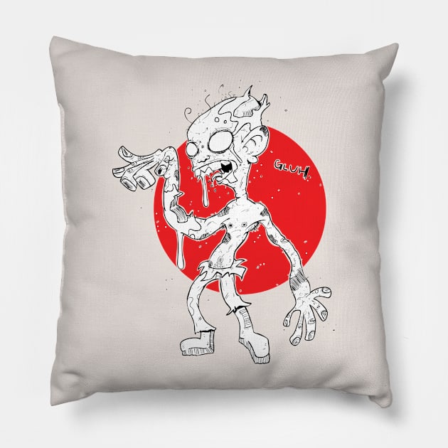 "GLUH" said the zombie. Pillow by revjosh