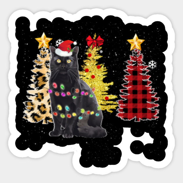 Santa Black Cat Christmas Tree Lights Santa Black Cat Christmas