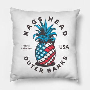 Nags Head, NC Summertime Vacationing Patriotic Pineapple Pillow