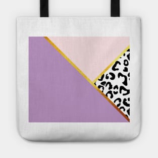 Copy of Abstract black and white leopard print, color blocking purple Tote