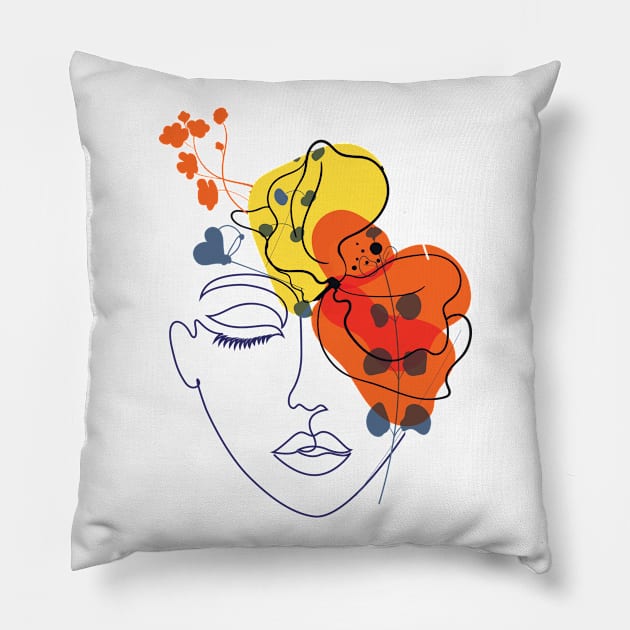 Plant Head Woman Art Pillow by jobieh shop