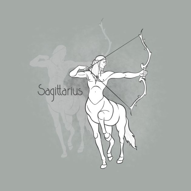 Zodiac sign Sagittarius - Black and white lineart by Red Fody