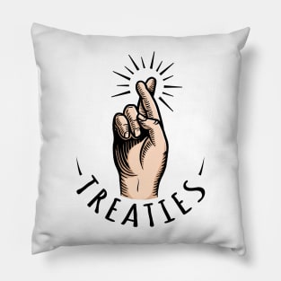 Crossed Fingers Black Letter Pillow