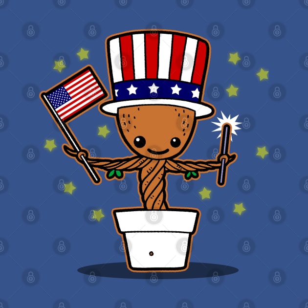 Cute USA Patriotic American Superhero Freedom Loving Alien by BoggsNicolas