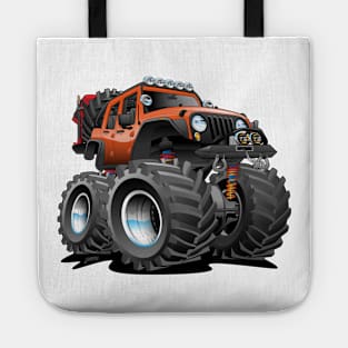 Off road 4x4 orange jeeper cartoon Tote