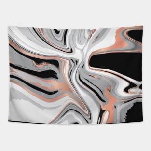 Liquid Black Cream Marble Shapes Geometric Abstract Pattern Tapestry