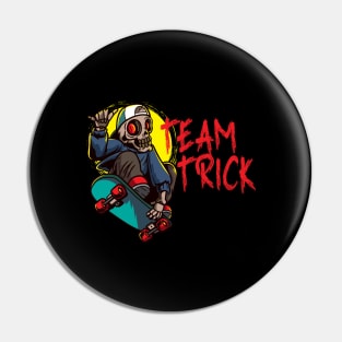 Team Trick Skull Design for a Skater Board Pin