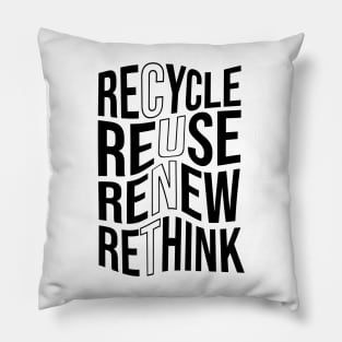 Recycle Reuse Renew Rethink Crisis Environmental Activism Pillow