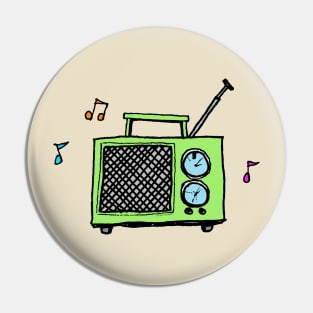 Classic Retro Radio in Cute Green Pin