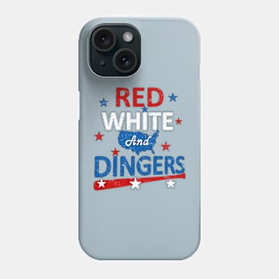 Red White and Dingers Baseball Stars and Stripes USA American Flag Phone Case