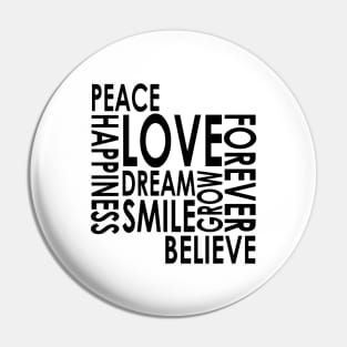 Peace Love Happiness Pin