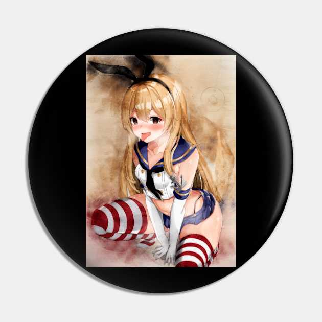 Shimakaze Anime Watercolor Pin by Isamu Studio