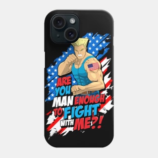 Street Fighter Guile: Are You Man Enough to Fight With Me? (Blue) Phone Case
