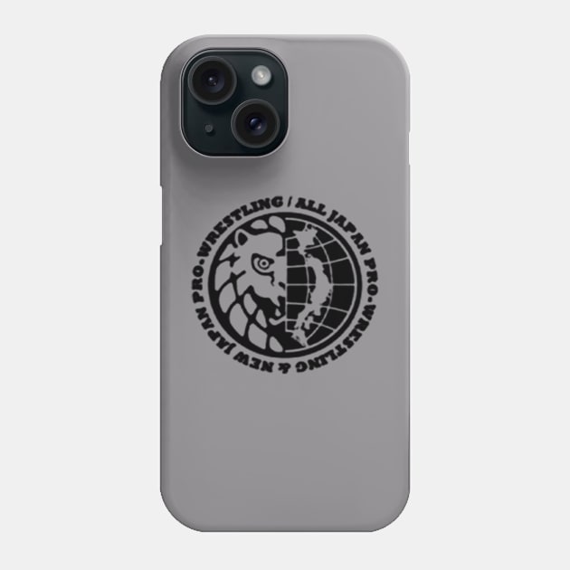 AJPW and NJPW combined Logo B&W Phone Case by MaxMarvelousProductions