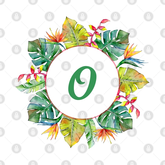 Tropical Leaves Floral Monogram - Letter O by MysticMagpie