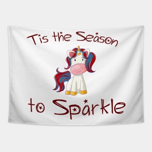 Christmas Unicorn: Tis the Season to Sparkle Tapestry