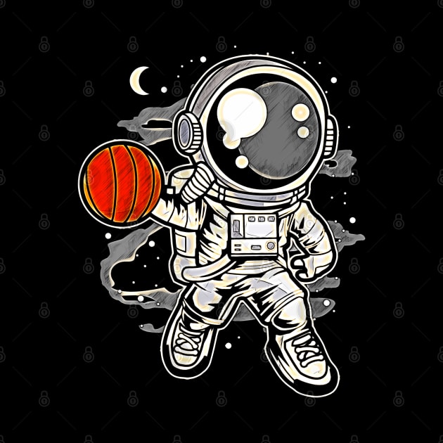 Astronaut Basketball • Funny And Cool Sci-Fi Cartoon Drawing Design Great For Any Occasion And For Everyone by TeesHood