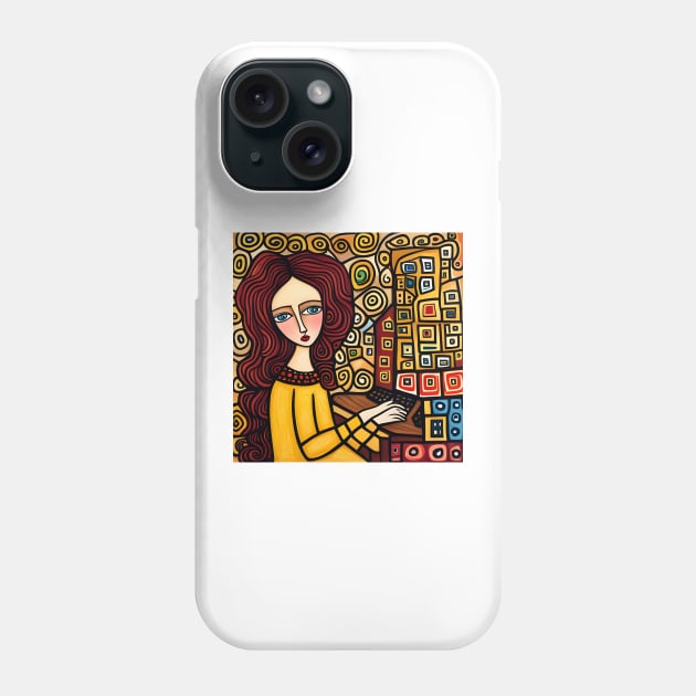 Young woman Typing Phone Case by Colin-Bentham