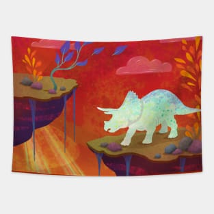 Triceratops Flying Island Tapestry