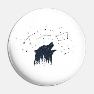 Inspirational Illustration With Bear, Stars And Forest In Double Exposure Style Pin