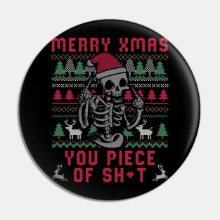 Christmas Skull Funny Ugly Sweater Pin