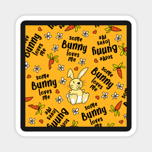 some bunny loves me - easter bunny on yellow Magnet