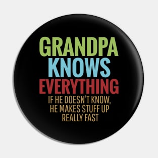 GRANDPA KNOWS EVERYTHING IF HE DOESN'T KNOW HE MAKES STUFF UP REALLY FAST Pin