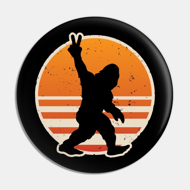 Retro Bigfoot Peace Sign Pin by hobrath