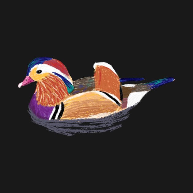 Nice Artwork showing a swimming Mandarin Duck I by JDHegemann