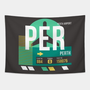 Perth (PER) Airport // Retro Sunset Baggage Tag Tapestry