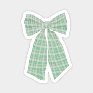 Green Gingham Romantic Coquette Bow Magnet