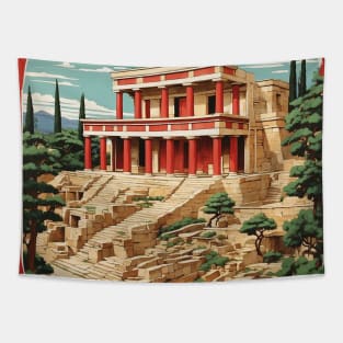 Palace of Knossos Greece Tourism Vintage Poster Tapestry