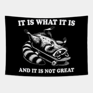 It Is What It Is And Its Not Great Funny Raccoon Meme Tapestry