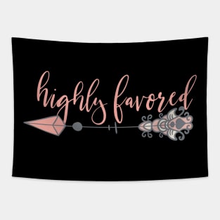 Highly Favored Christian Quote Boho Arrow Design Tapestry