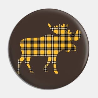 Yellow Plaid Moose Pin