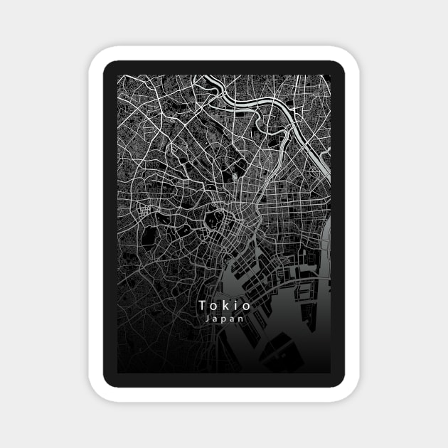 Tokio Japan City Map dark Magnet by Robin-Niemczyk