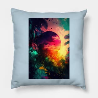 Sunset Jungle Shadows Pillow