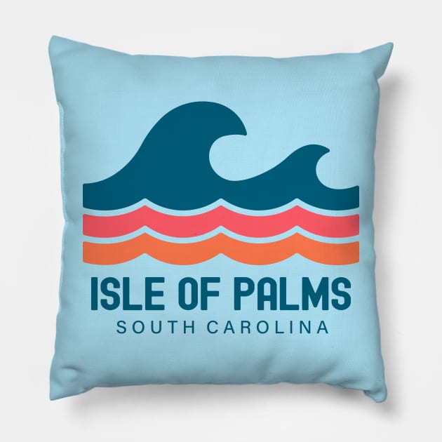 Isle of Palms South Carolina Vintage Wave Pillow by TGKelly