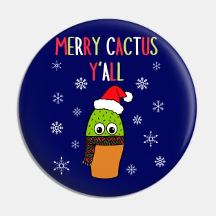 Merry Cactus Y'all - Cute Cactus With Christmas Scarf Pin