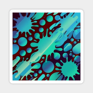 Blue & Teal Abstract Tye Dye Splash Graphic Art Magnet