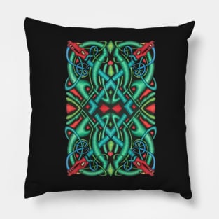 Dragon Head Irish Celtic Knot Jewel Tones Pillow