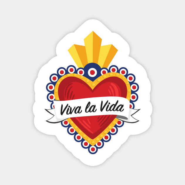 Mexican Sacred Heart IV / "Viva la Vida" Frida Kahlo's Quote in Spanish by Akbaly Magnet by Akbaly