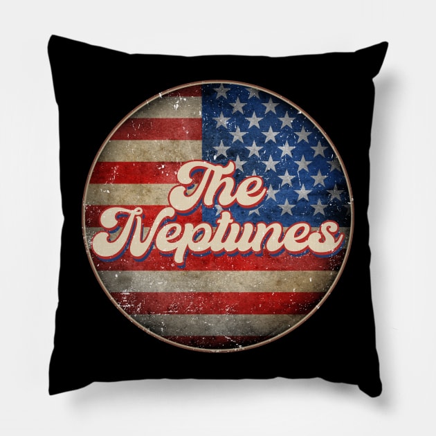 American Flag Personalized Neptunes Proud Name Birthday Pillow by BilodeauBlue