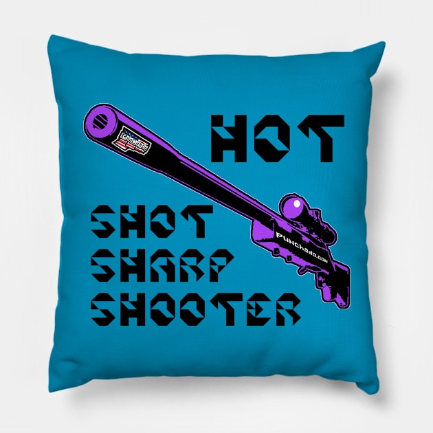 Hot Shot Sharp Shooter, v. Code Purple Blk Text Pillow by punchado